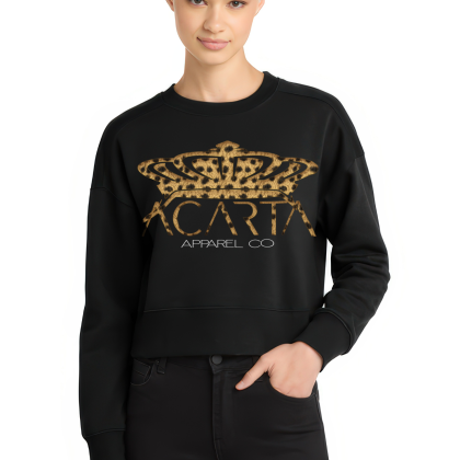 Leopard Print Women’s Perfect Weight Fleece Cropped Crew