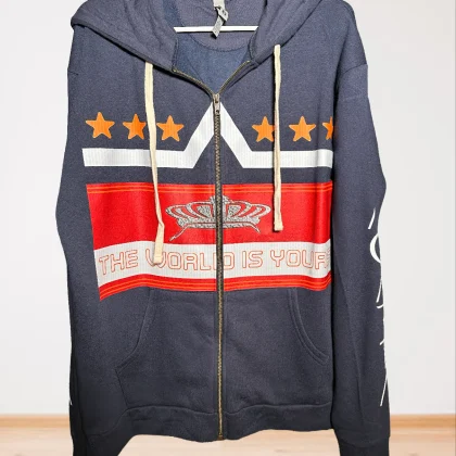 Mens Adult Midnight Navy The World Is Yours Zip Hoodie